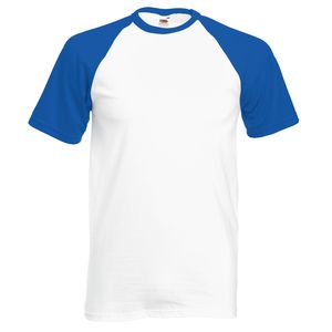 Fruit of the Loom SS026 - Short sleeve baseball tee White/ Royal Blue