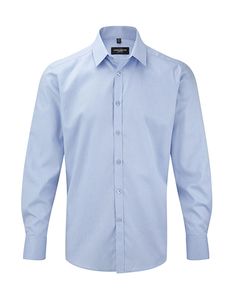 Russell Europe R-962M-0 - Men`s LS Herringbone Shirt Light Blue