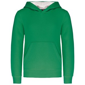 Kariban K453 - KIDS' CONTRAST HOODED SWEATSHIRT Light Kelly Green / White