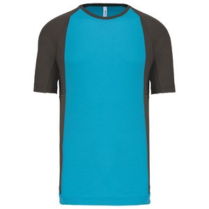 ProAct PA467 - MEN'S BICOLOUR SHORT SLEEVE CREW NECK T-SHIRT Light Turquoise / Dark Grey