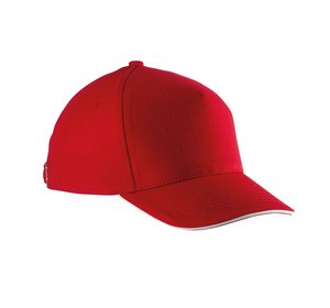K-up KP148 - KIDS CAP WITH CONTRASTING SANDWICH VISOR - 5 PANELS Red / White