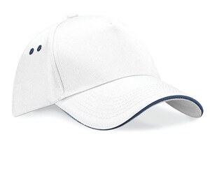 Beechfield BF15C - 5 Panel Cap 100% Cotton White/Navy