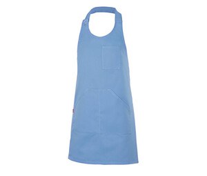 VELILLA V4212 - Short buttoned bib apron Sky Blue