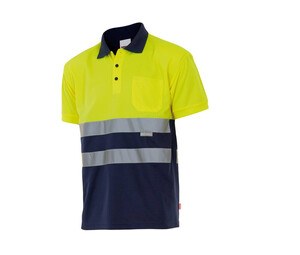 VELILLA VL173 - TWO-TONE SHORT-SLEEVED HIGH-VISIBILITY POLO SHIRT Fluo Yellow / Navy