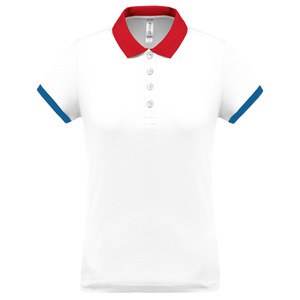 Proact PA490 - Ladies’ performance piqué polo shirt White / Red / Sporty Royal Blue