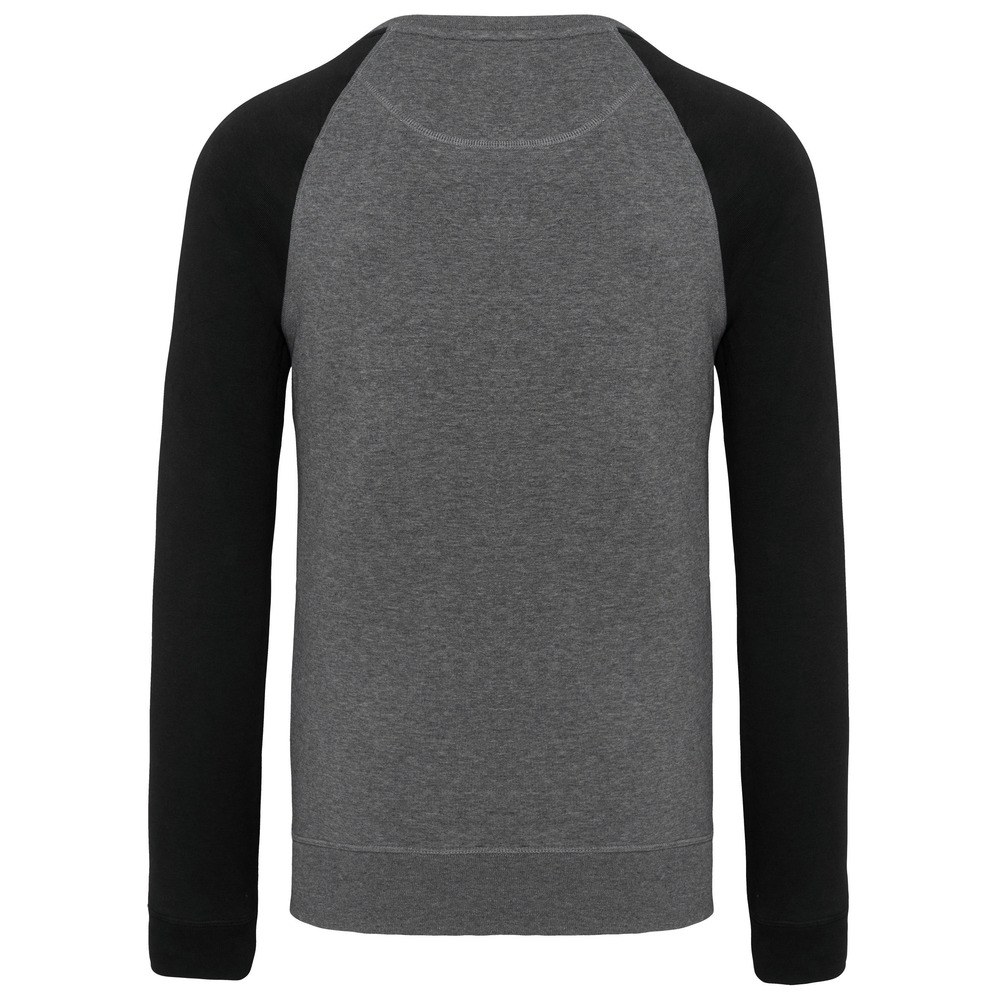 Kariban K491 - Men's organic two-tone round neck sweatshirt with raglan sleeves
