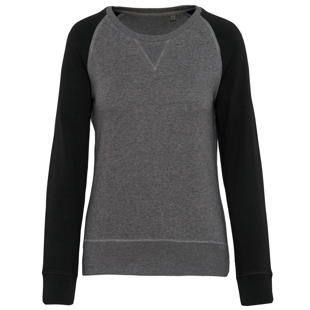 Kariban K492 - Women's organic two-tone round neck sweatshirt with raglan sleeves