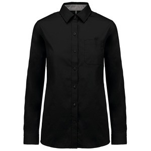 Kariban K585 - Women's long-sleeved Nevada cotton shirt Black