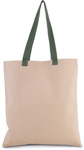 Kimood KI0277 - Flat canvas shopping bag with contrasting handles Natural / Dusty Light Green
