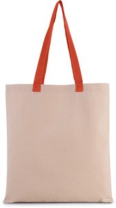 Kimood KI0277 - Flat canvas shopping bag with contrasting handles Natural / Spicy Orange