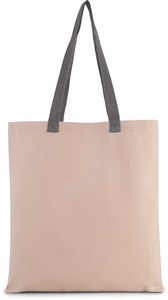 Kimood KI0277 - Flat canvas shopping bag with contrasting handles Natural / Steel Grey
