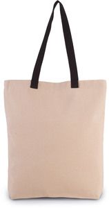 Kimood KI0278 - Gusset shopping bag with contrasting handles Natural / Black