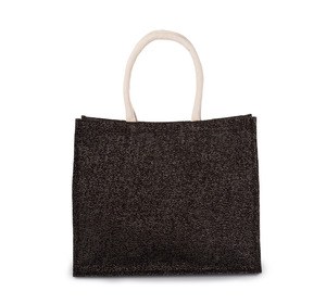 Kimood KI0219 - JUTE BEACH BAG Black / Silver