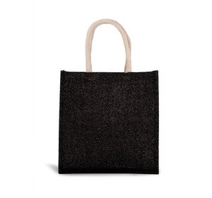 Kimood KI0274 - Jute canvas tote bag - large model Black / Silver