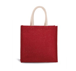 Kimood KI0274 - Jute canvas tote bag - large model Cherry Red / Gold