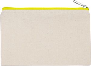 Kimood KI0720 - Canvas cotton pouch - small model Natural / Fluorescent Yellow