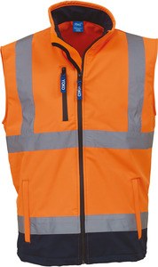 Yoko YHV006 - Hi-Vis Softshell Gilet Hi Vis Orange/Navy