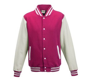 AWDIS JH043 - Baseball sweatshirt Hot Pink / White