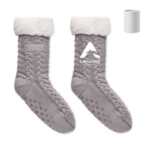 GiftRetail MO6574 - CANICHIE Pair of slipper sock L Grey