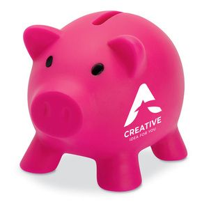 GiftRetail MO8132 - Piggy bank in PVC with an ABS stopper on the bottom Fuchsia