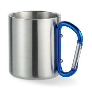 GiftRetail MO8313 - Stainless steel mug with carabiner handle.