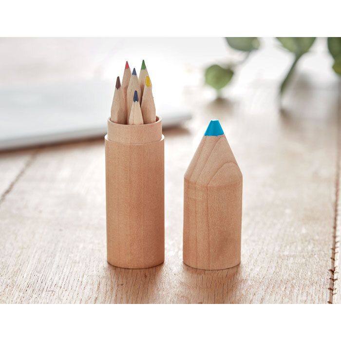 GiftRetail MO9875 - PETIT COLORET 6 pencils in wooden box