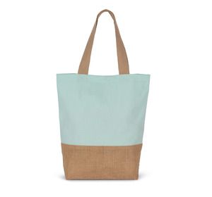 Kimood KI0298 - Shopping bag in cotton and bonded jute threads Ice Mint / Natural