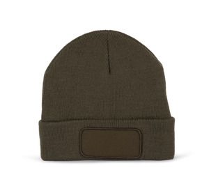 K-up KP894 - Beanie with patch and Thinsulate lining Dark Khaki