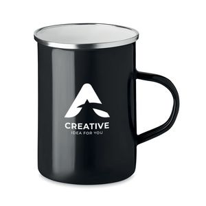 GiftRetail MO6775 - SILVER Metal mug with enamel layer Black