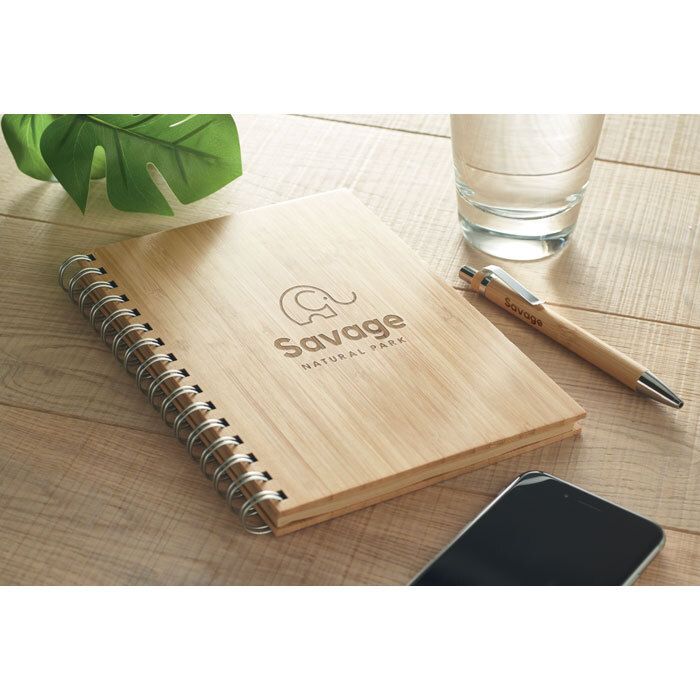 GiftRetail MO6790 - BRAM A5 ring bound Bamboo notebook