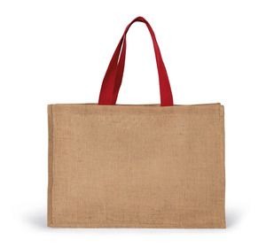 Kimood KI0743 - XL shopping bag Natural / Cherry Red