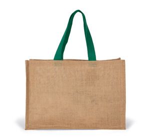 Kimood KI0743 - XL shopping bag Natural / Kelly Green