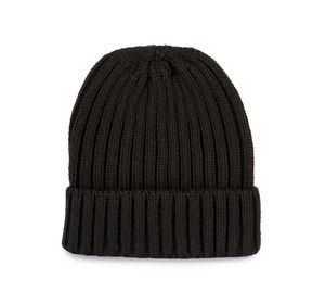 K-up KP953 - Double ribbed beanie with turn-up Black