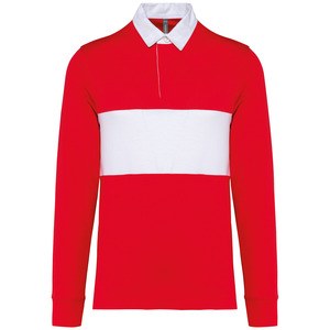 PROACT PA429 - Long-sleeved rugby polo shirt Sporty Red / White