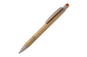 TopPoint LT87282 - Ball pen bamboo and wheatstraw with stylus Beige/Orange