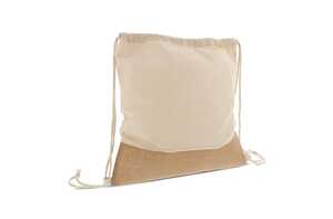 TopEarth LT95270 - Drawstring bag Jute with cotton cords 38x41cm Ecru