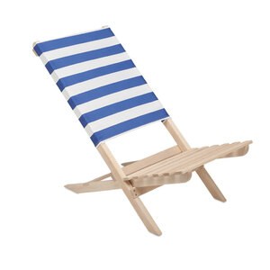GiftRetail MO6996 - MARINERO Foldable wooden beach chair White/Blue