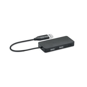 GiftRetail MO2142 - HUB-C 3 port USB hub with 20cm cable Black