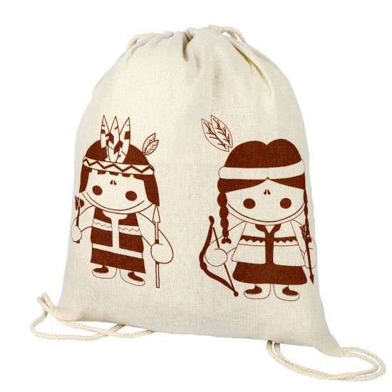 EgotierPro 38000 - Cotton Backpack with Child Design & Rope Handles INDIAN