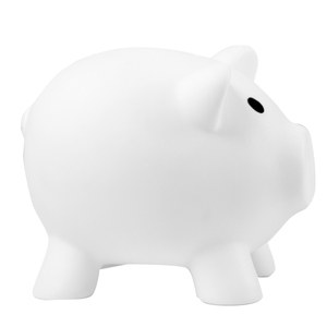 EgotierPro 38075 - Plastic Pig-Shaped Bank in Fun Colors MONEY White