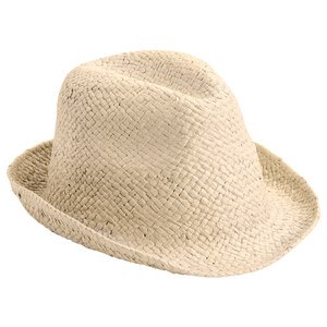 EgotierPro 38055 - Unisex Short Brim Wicker Hat MADEIRA Natural