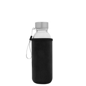 EgotierPro 39528 - Glass Bottle with Stainless Steel Handle, 420ml JARABA Black
