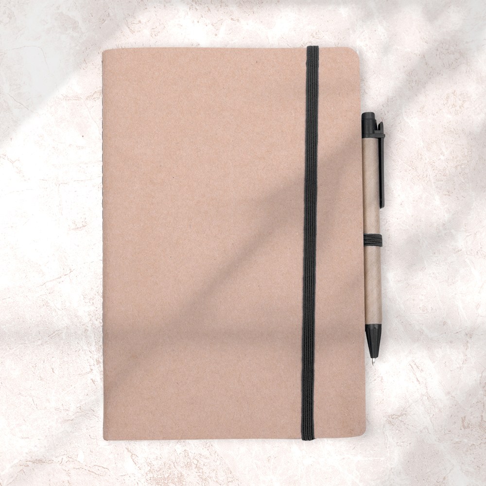EgotierPro 50031 - Eco-Friendly Notebook with Pen and Elastic Band LOFT