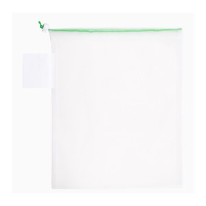 EgotierPro 50042 - Reusable Polyester Mesh Fruit Bag with Ribbon ACHATS Green