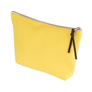 EgotierPro 50064 - Cotton Bag with Leather Zip Puller REINE Yellow