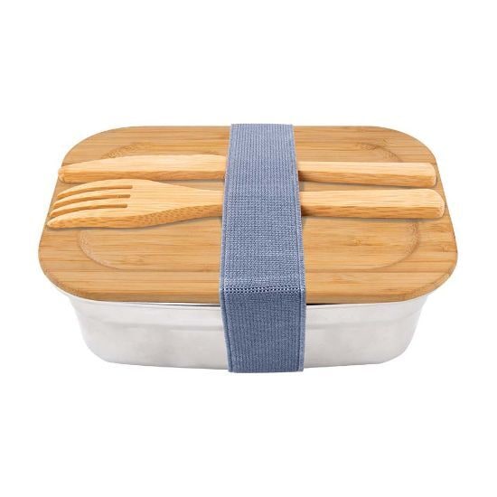 EgotierPro 52038 - Stainless Steel Lunchbox with Bamboo Lid PEACH