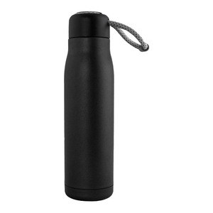EgotierPro 52012 - 550 ml Double Wall Vacuum Bottle with Handle UP Black