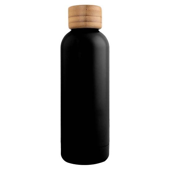 EgotierPro 52059 - 500ml Double-Walled Bottle with Bamboo Stopper CURVE
