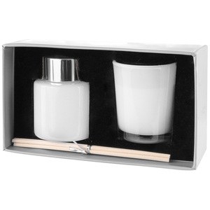EgotierPro 52524 - 2-in-1 Aromatic Diffuser & Candle Set HONSHU White