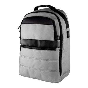 EgotierPro 52081 - RPET Backpack with Padded Laptop Compartment, USB WAY Grey